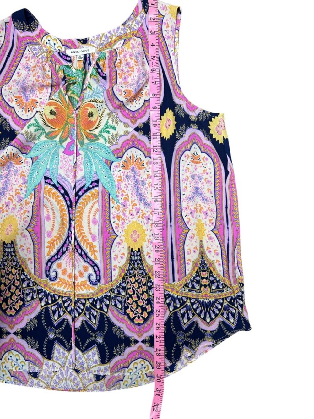 Rose + Olive Womens Sleeveless Boho Paisley Print Blouse Top 2X Multicolor - Picture 7 of 8